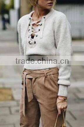 EY0899S 2016 Women Deep V-Neck Knit Pullover Sweater