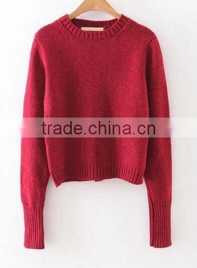 EY0858S Europe Style 2016 Women Pure Color Knitted Pullover Sweater
