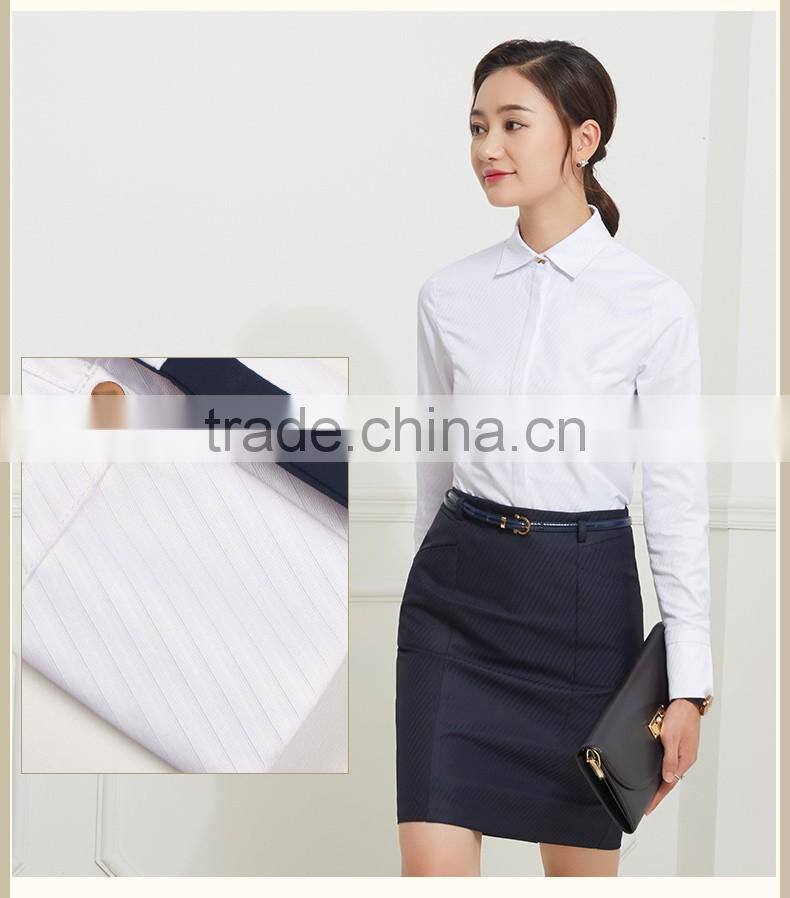 Guangzhou Wholesaler OEM New Fashion Women Autumn Casual Long Sleeve Twill White Poly Elegant Blouses