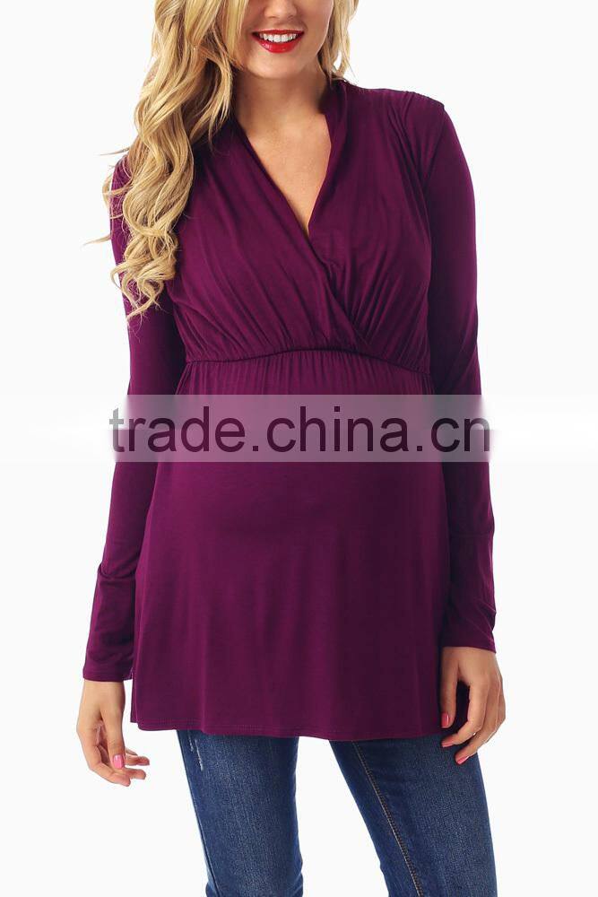 PURPLE LONG SLEEVE MATERNITY/NURSING TOP