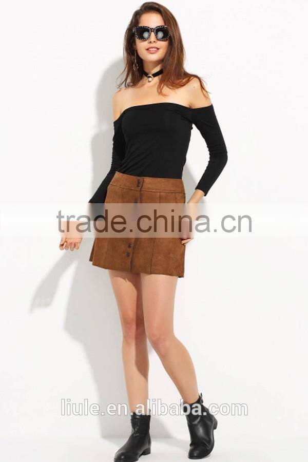 Hot Sale Young Girls Sexy blouse Black Off Shoulder Top Ladies Fashion shirt