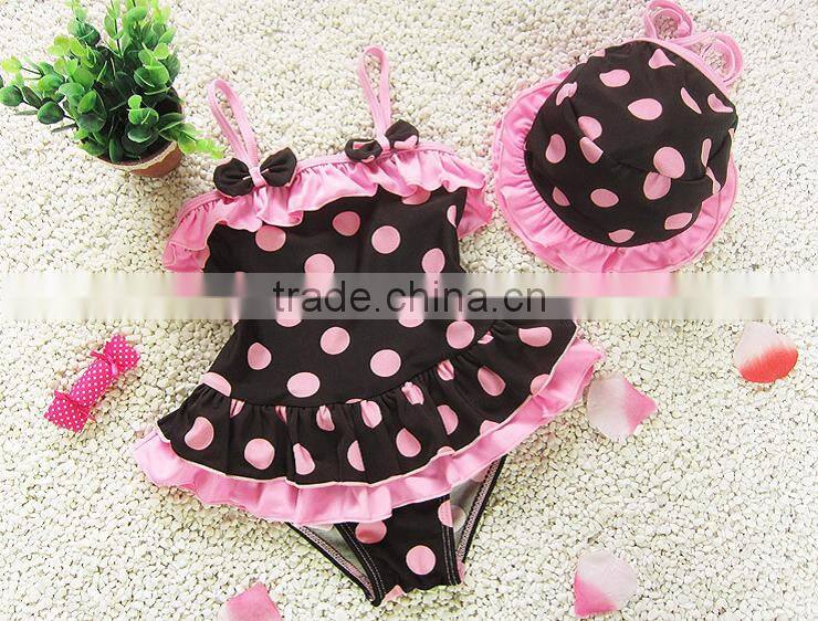 Baby Girls Summer Child Swimwear 2pcs Polka Dots Halter Seaside Swimsuit/Little Girls Swimsuits