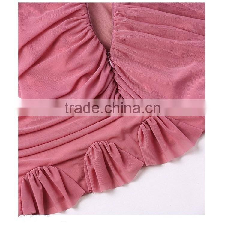2016 Lastest women dress for sexy spaghetti strap V -plunge neck ,grenadine buttok ladies dress oem service