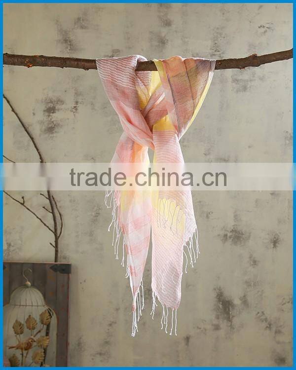 Women's fashion woven linen cotton china scarf