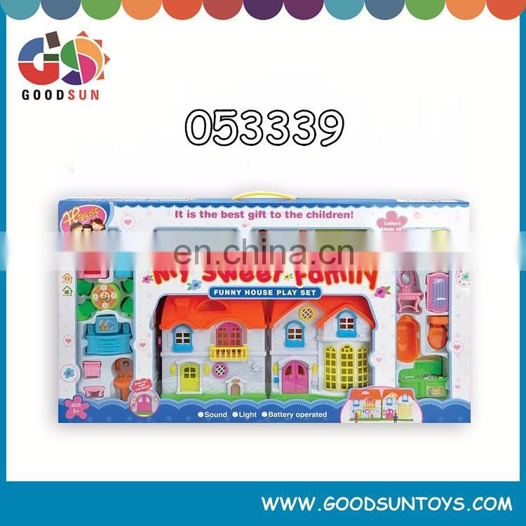 Lower price 2016 new product plastic barbie doll house miniature furniture set DIY toy for kids pretend play game