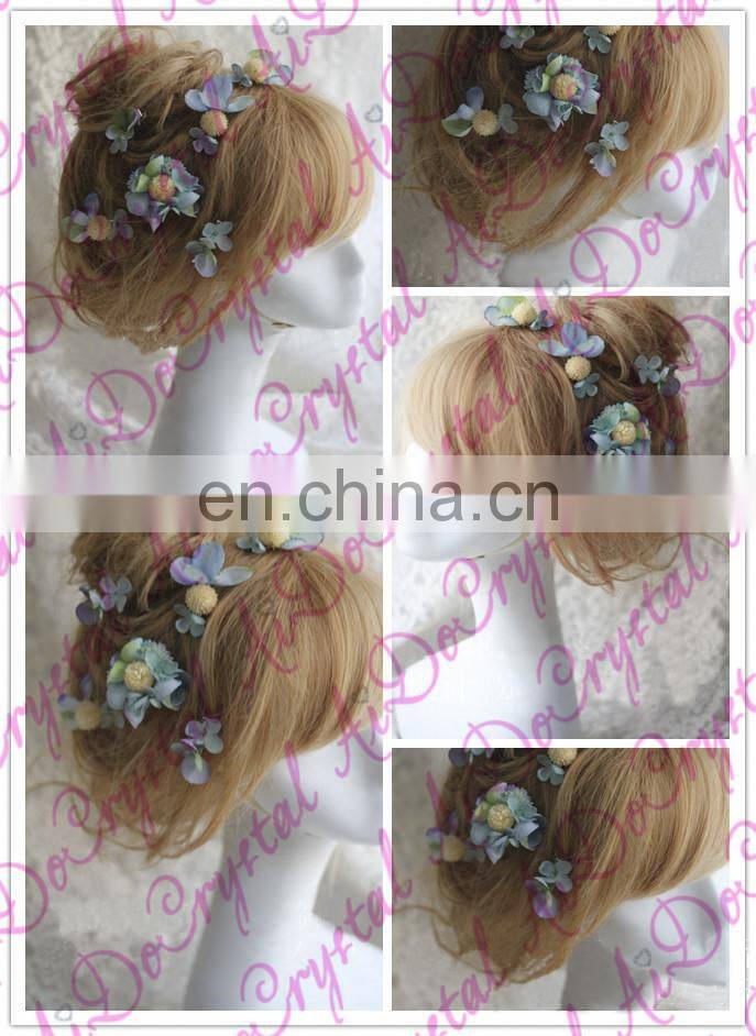 Aidocrystal handmade flower girl hair piece blue wedding bridal fascinators