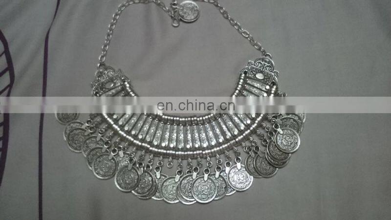 Vintage boho necklace Silver Coin necklace fashion necklaces for women