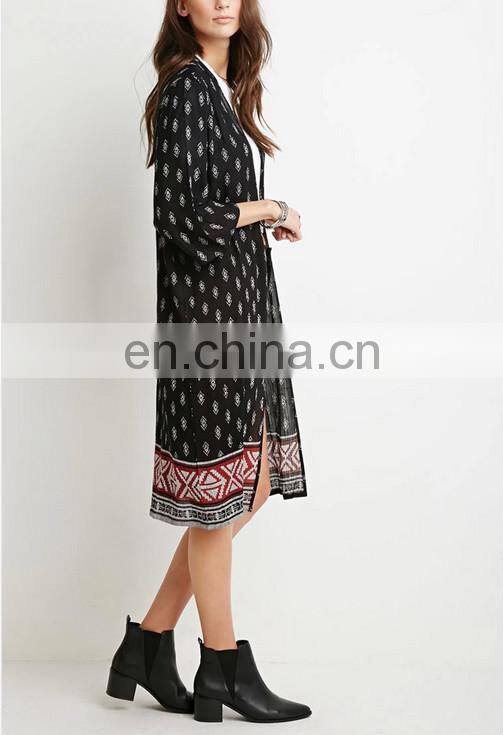 High quality hot sale long sleeve print kimono casual fashion women blouse