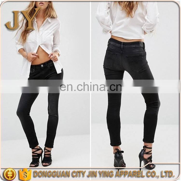 Jeans Wholesale Price Raw Cut Hem Jeans Skinny Fit Pants Women Trousers Make in China