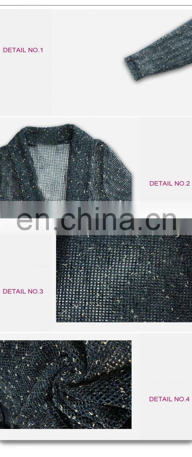 Mesh Knot 3 Quarter Sleeve Old Women Kimono Cardigan Office Wear