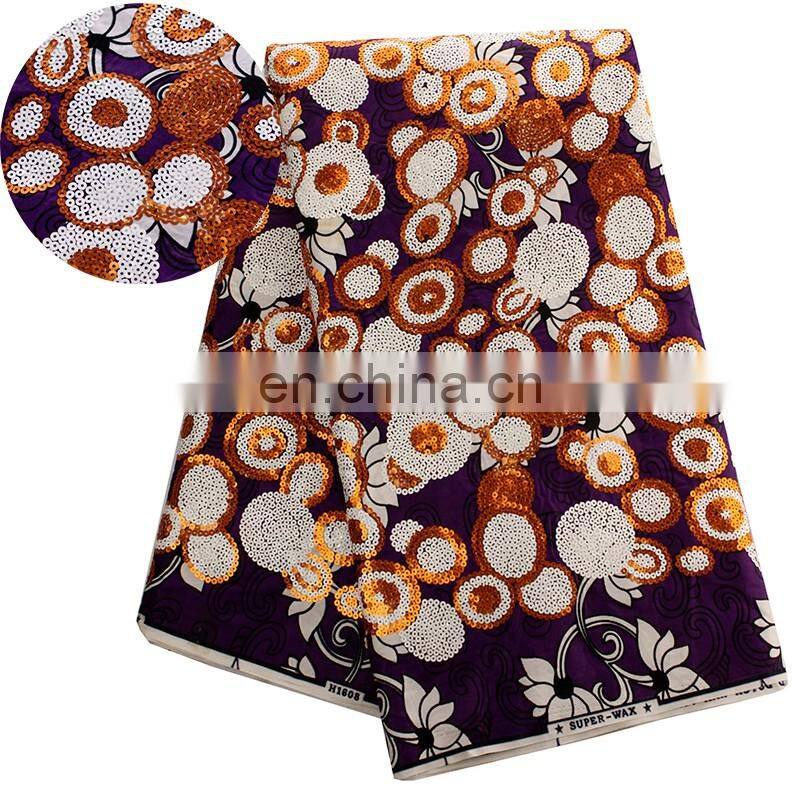 2016 unique african wax with sequins fabric