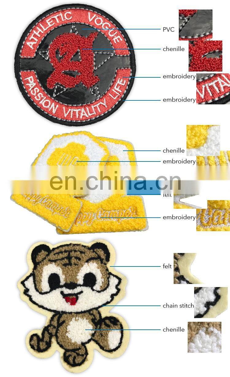 Custom tiger embroidered chenille patches no minimum
