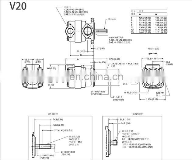 Vickers V10 V20 V10-1P1P/1P2P/1P3P/1P4P/1P5P/1P6P/1P7P-1A/1C/1D-20 series singal vane pump V20-1P7P-IC-11