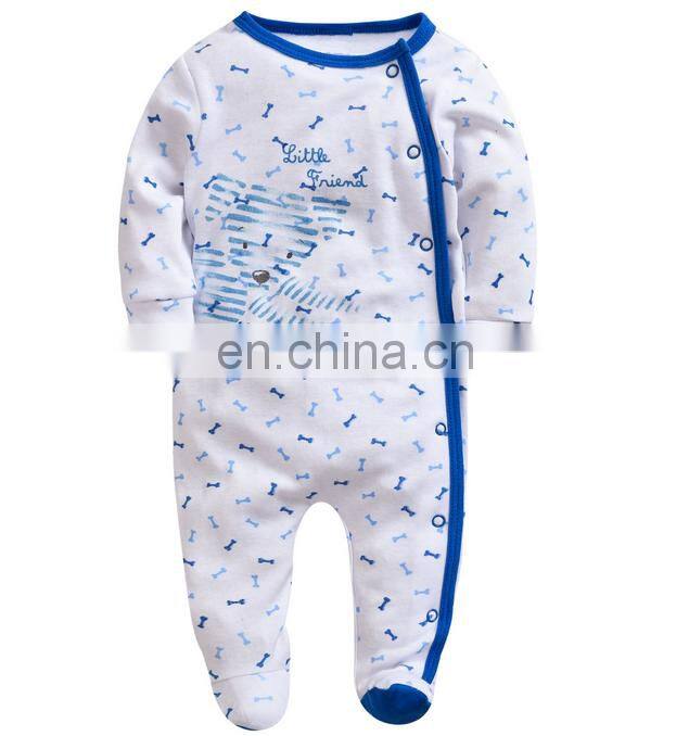 2017 Wholesale autumn winter newborn baby clothes soft cotton long sleeve toddler baby romper with foot