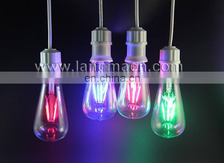 st58 dimmable st58 clear amber glass 2200k e22 e27 b22 3.5W RGB carbon led filament bulb