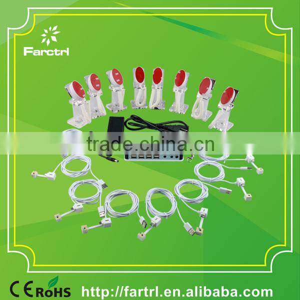 100% secure for retails store 8 USB Ports Multi-port Used Desk Stand Lock Cable With Charger and Alarm