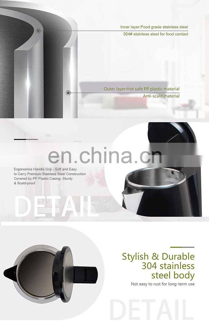 Honeyson water kettle for hotel electric stainless steel 304 supplier 1000W 1.2L