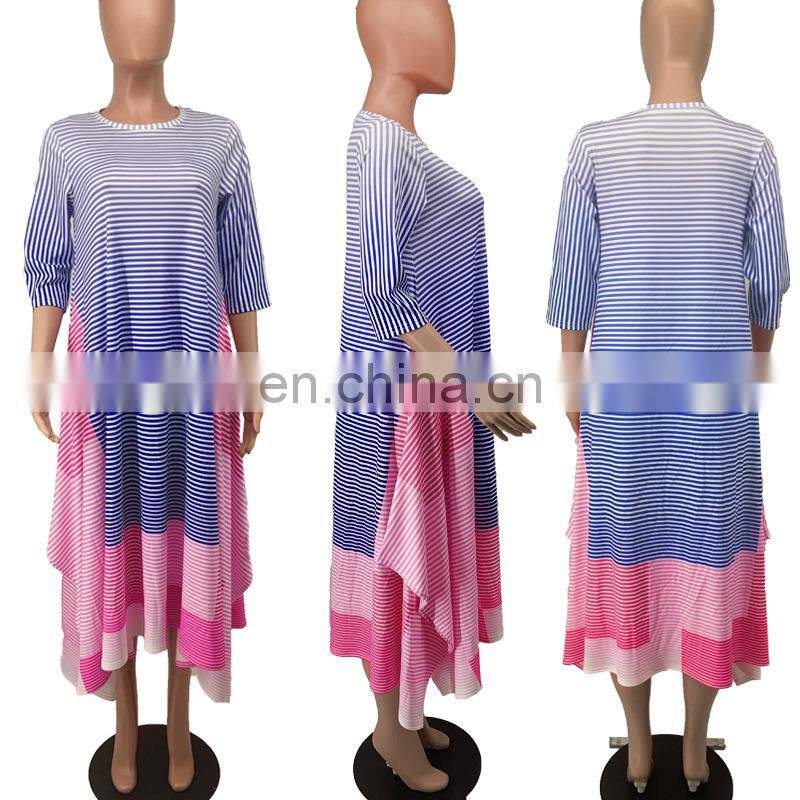 Women Fashion Dress in striped and irregular Dress