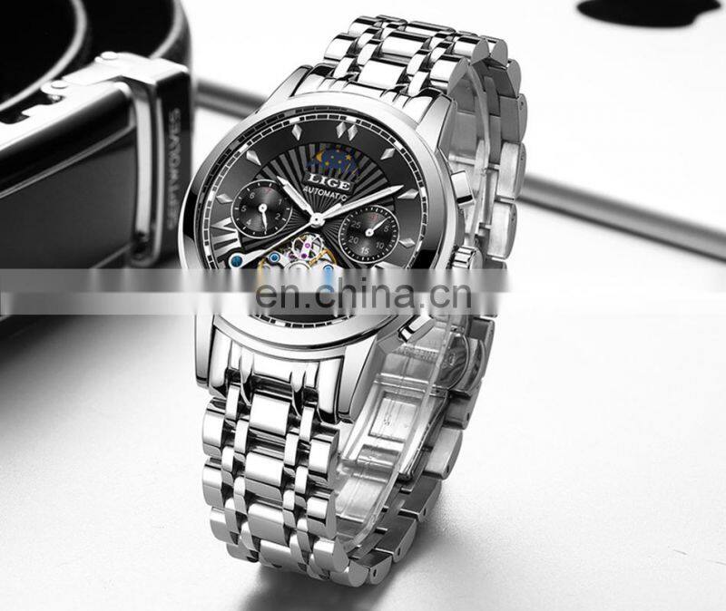 Lige 9968 Reloj Mescanico Automatic Mechanical Watch Waterproof Luxury Tourbillon Men Wristwatches