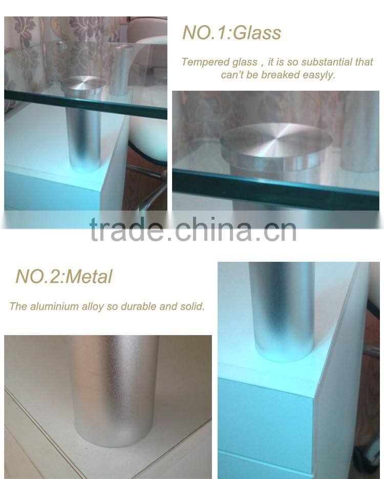 glass top nail table with handrest