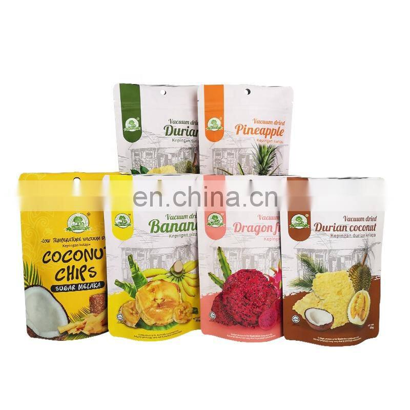 OEM Zip Lock Aluminum Stand Up Pouch Custom Print Snack Mango Vacuum Seal Bag Dried Fruit Food Packaging Bag