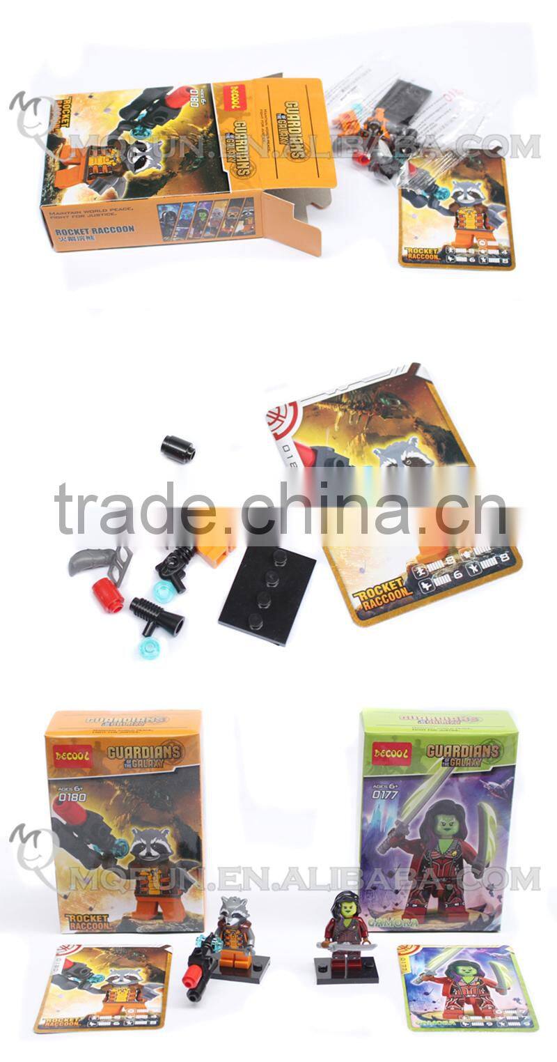 Mini Qute DECOOL 6pcs/set Marvel super hero Guardians of the Galaxy building block action figures educational toy NO.0175-0180