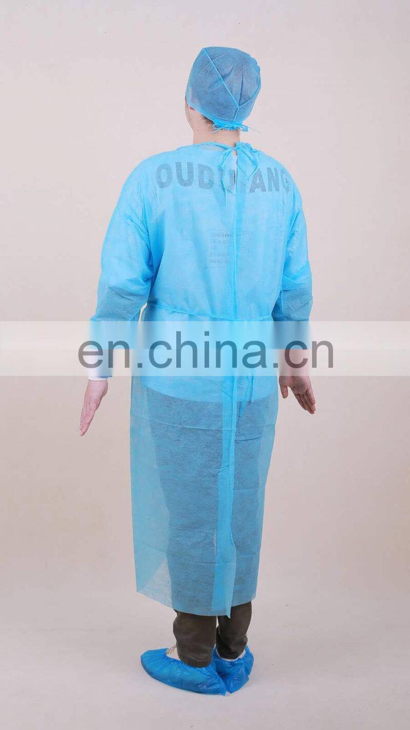 Disposable non woven isolation gown knitted elastic sleeve comfortable visit gown