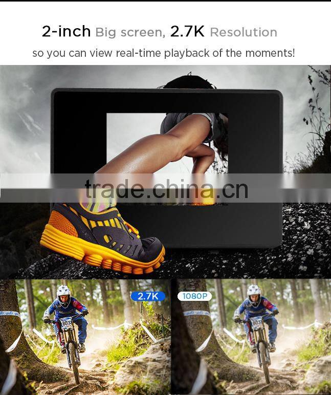 2.7K 50m waterproof sports action camera with remote controller