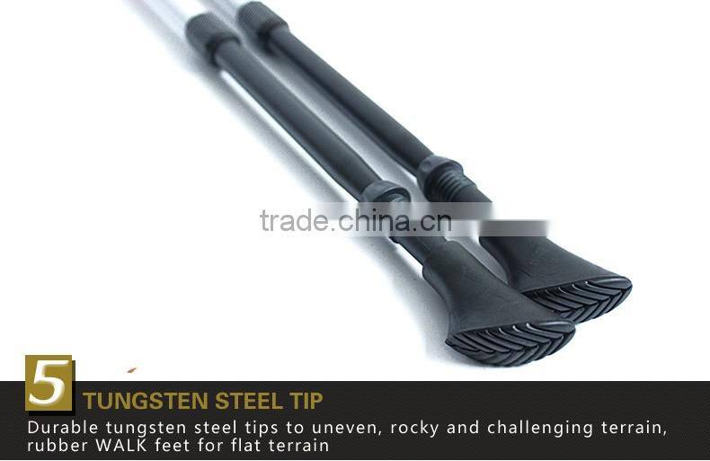 Telescopic Mountaineering Quick Lock Trekking Poles With Cork Handle