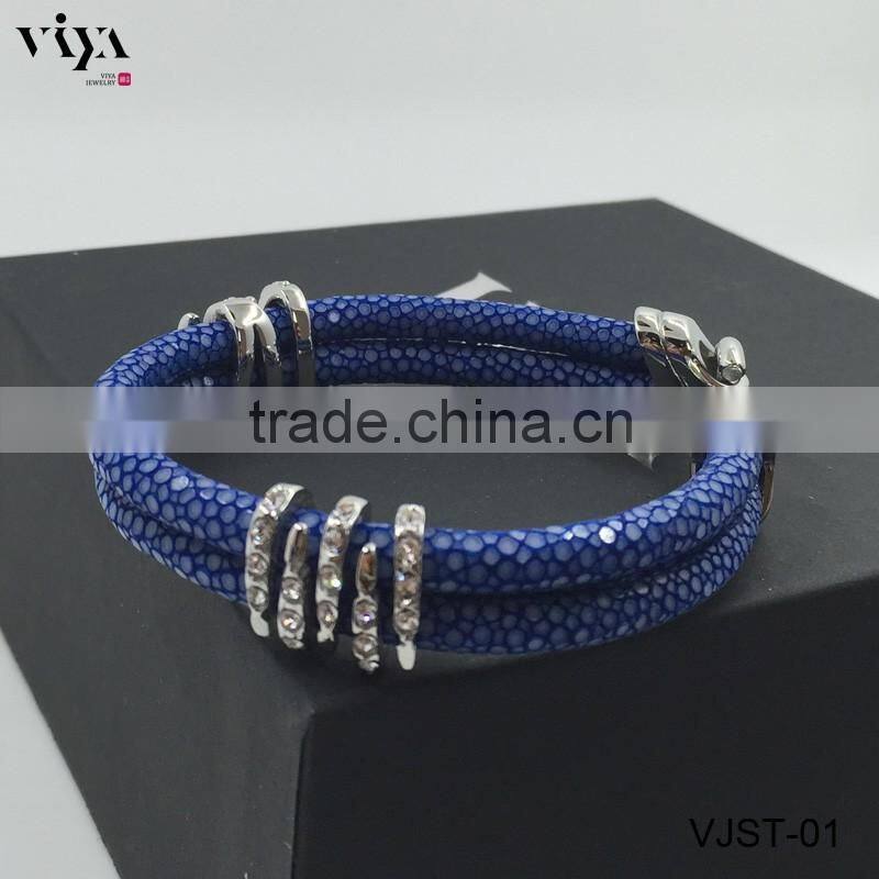 2016 Best Selling Products Stingray Leather Bracelet with 316L Stainless Steel Bracelet Jewelry for Wholesales