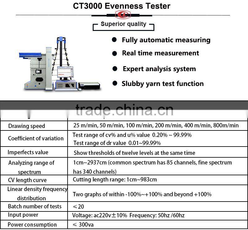 CT3000 evenness tester with 3D fabric emulation system