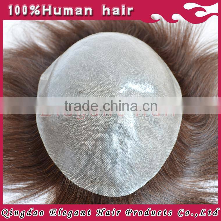 Qingdao hairpiece factory unprocessed indian remy hair invisible super thin skin toupee for men