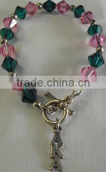 Customized Alpha Kapp Alpha Logo rhinestone greek divine sorority jewelry fancy AKA gift bangle bracelet