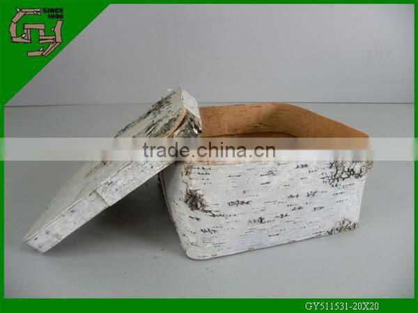 hand made birch bark square natural wooden box