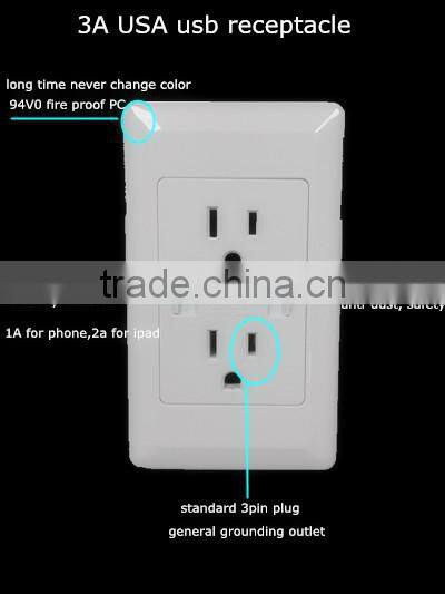 jingze supply american duplex usb receptacle+ 15amp socket