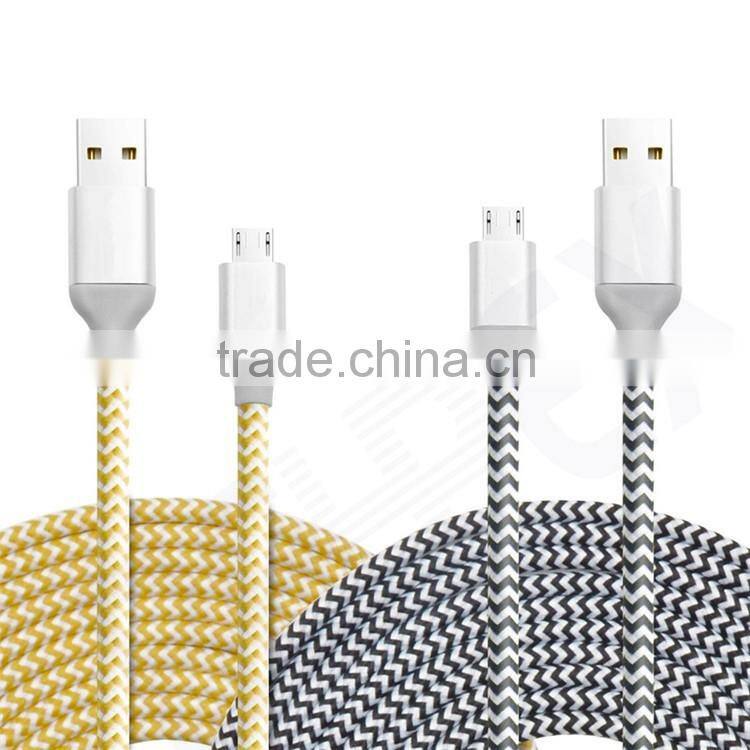 Woven Fabric Braided Flat Pipe Connector Micro USB Cable