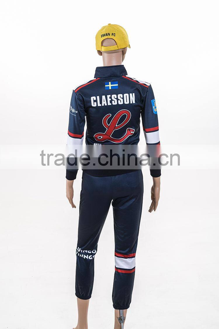 women jacket and capri pants zipper neck tracksuit set