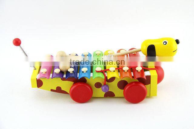 Kids wooden dog pull toy xylophone drag toy