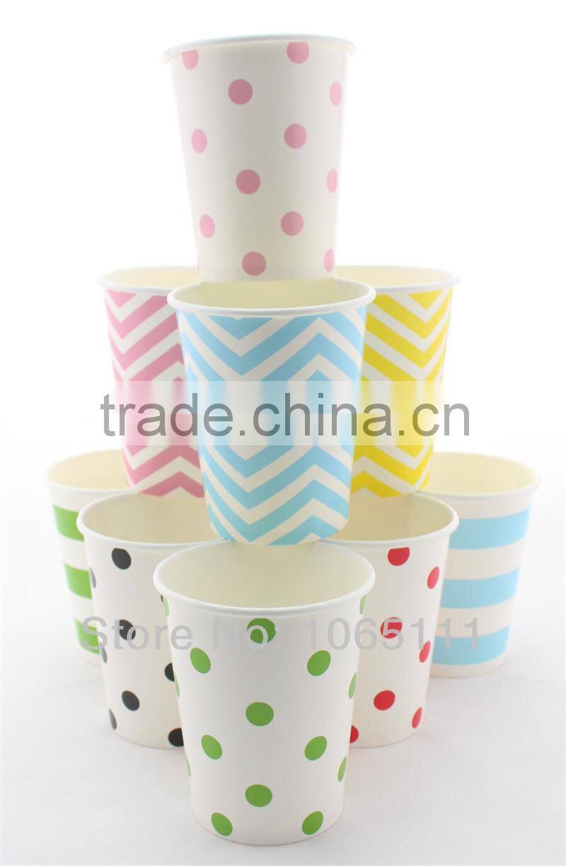 250ml Disposable Paper Cups featuring Baby Pikn Polka Dot