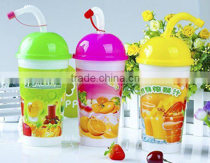 double wall plastic cups with straw - 650ml