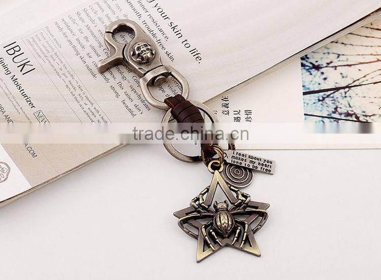 Sale-large Cicada Keyring Big Ring Star Vintage Scarab Beetle keychain with Lobster Clasp