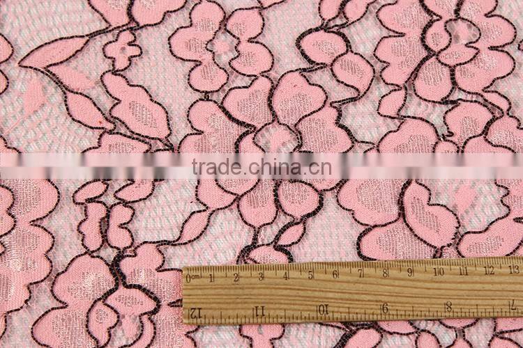wholeale cheap high quality pink cord lace fabric top quality for sale