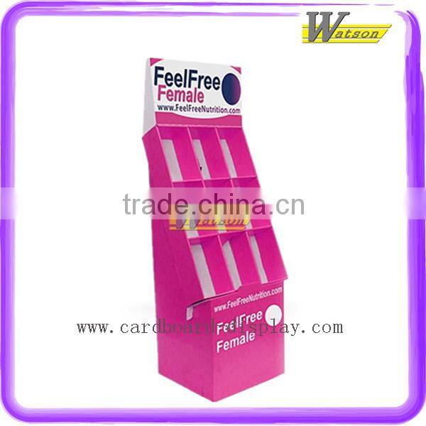 Supermarket Promotion Compartment Stand Paper Floor Gifts Display For LED