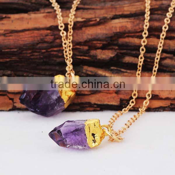 Customized Best Gift Purple Charm Necklace with Gold Chian Necklace