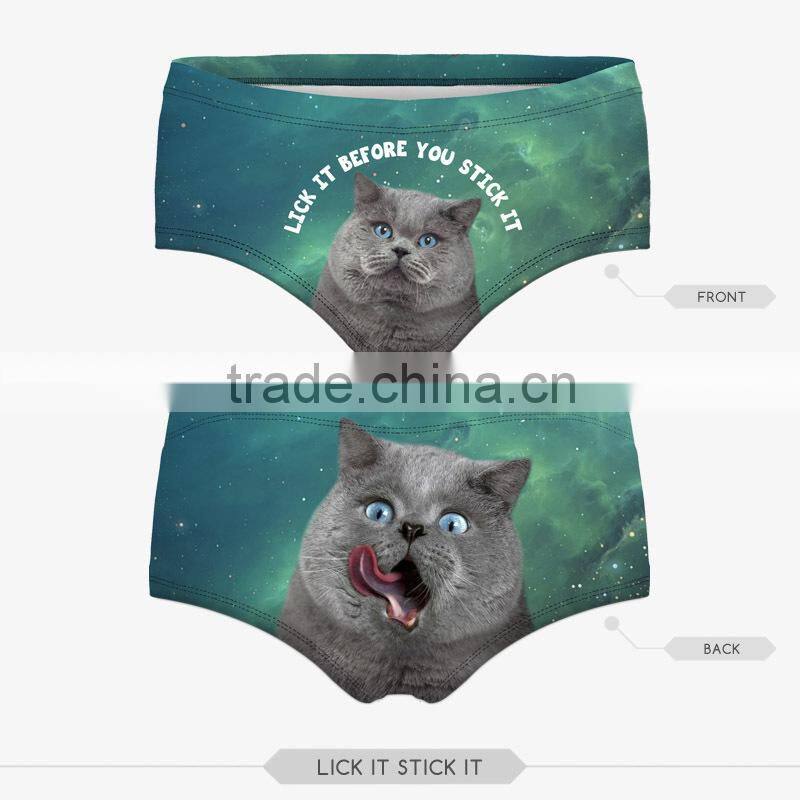wet ladie hot sexy panties pug dog cut cat sexy girls tight lingerie stretchy underpanties 3d digital full print custom hot sale