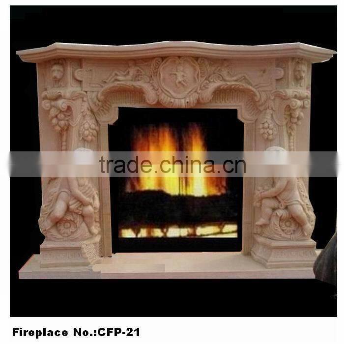 Yellow Child Angel Sculpture Antique Stone artificial fireplace mantel