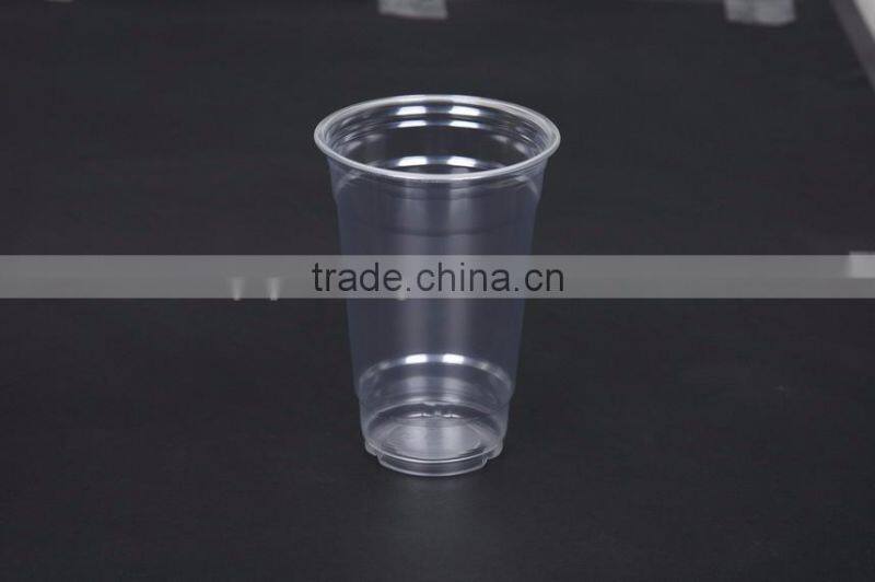 White pet plastic tea cup with straw