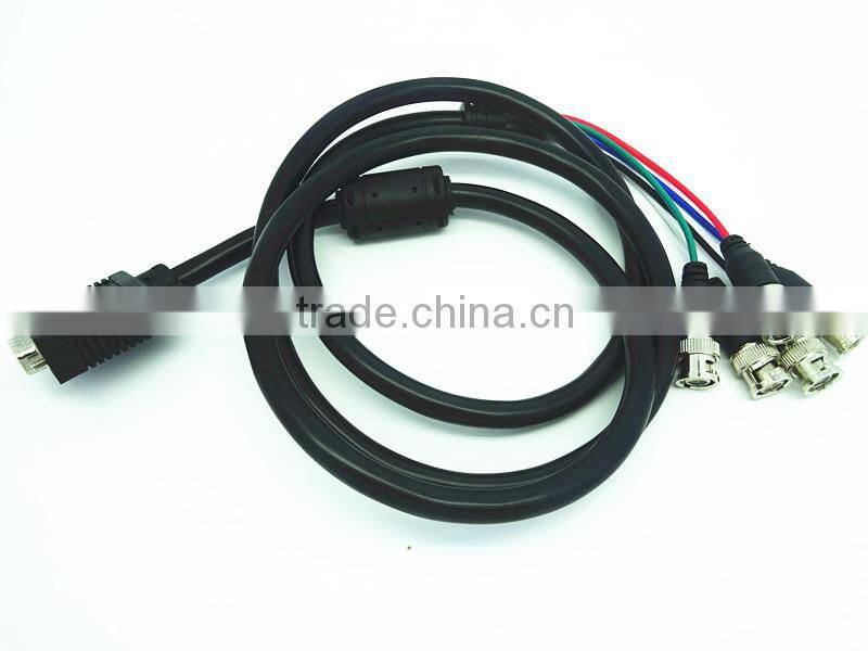 2014 new arriver 2 meters VGA male 5 BNC RGBHV male VGA M to 5xRCA cable five interface