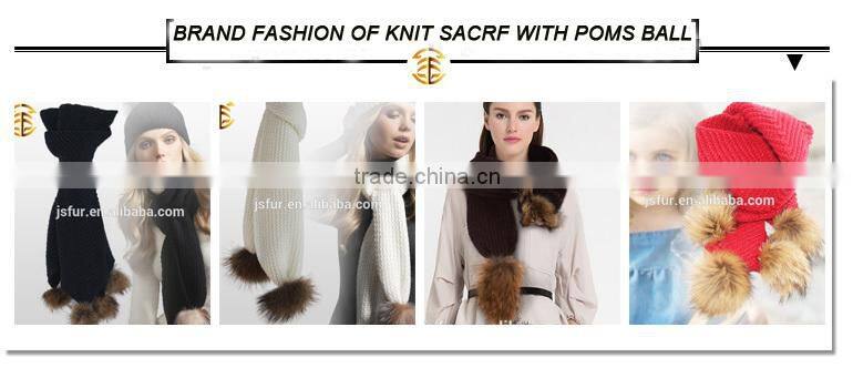 Fashion 2016 Genuine Rabbit Fur Knitted Women Scarf with Fur Trim Tassel