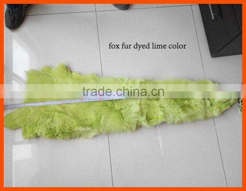 Fox fur skins dyed in different colors